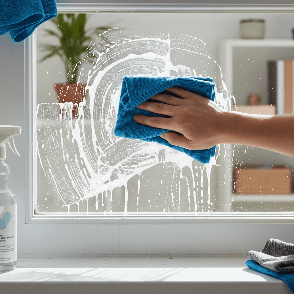Removing hard water spots from a glass surface